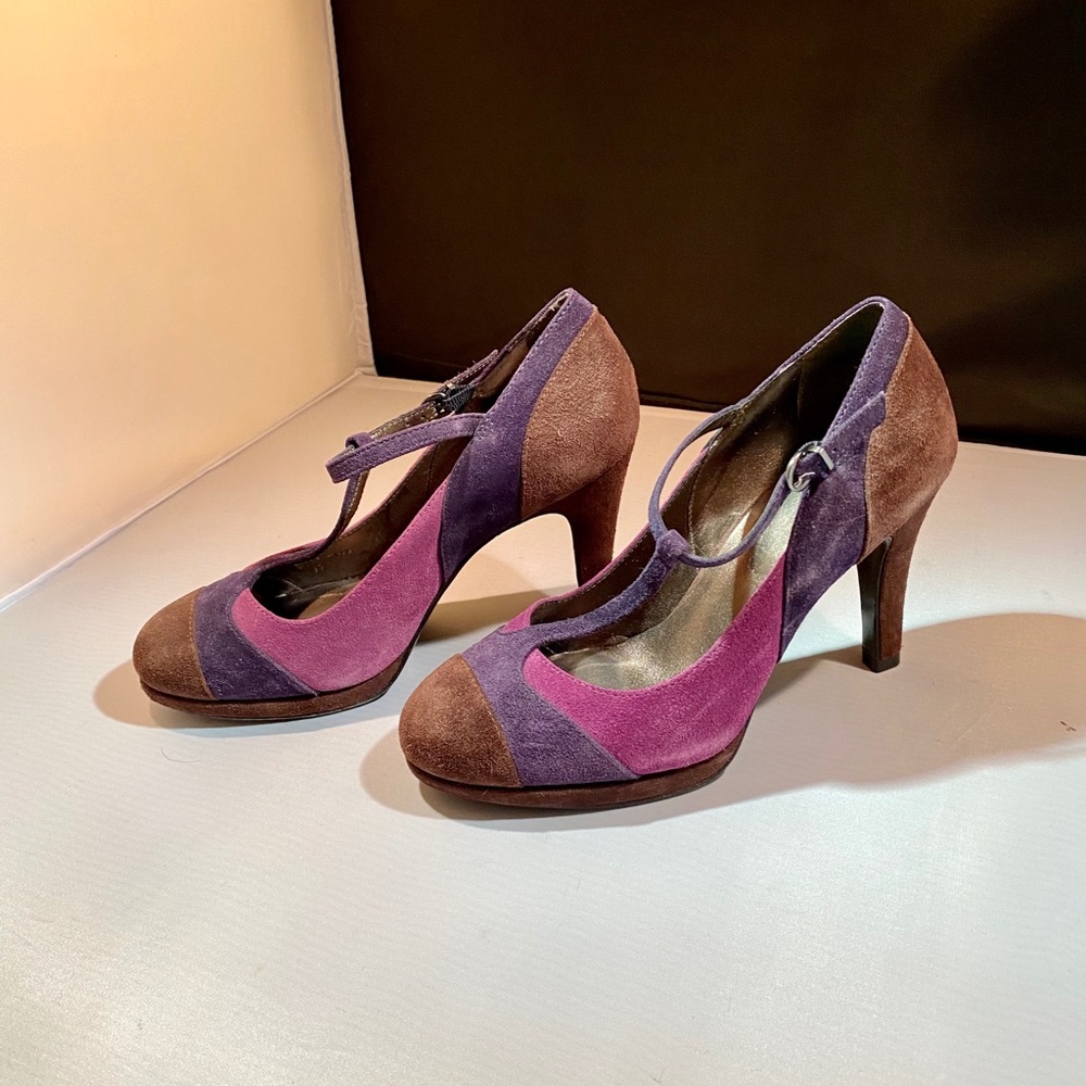 Boden color block suede heels